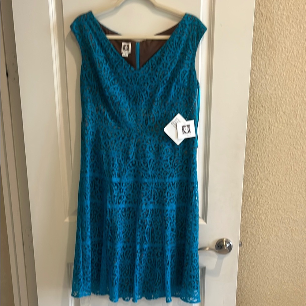 Anne Klein Teal Lace Midi Dress
